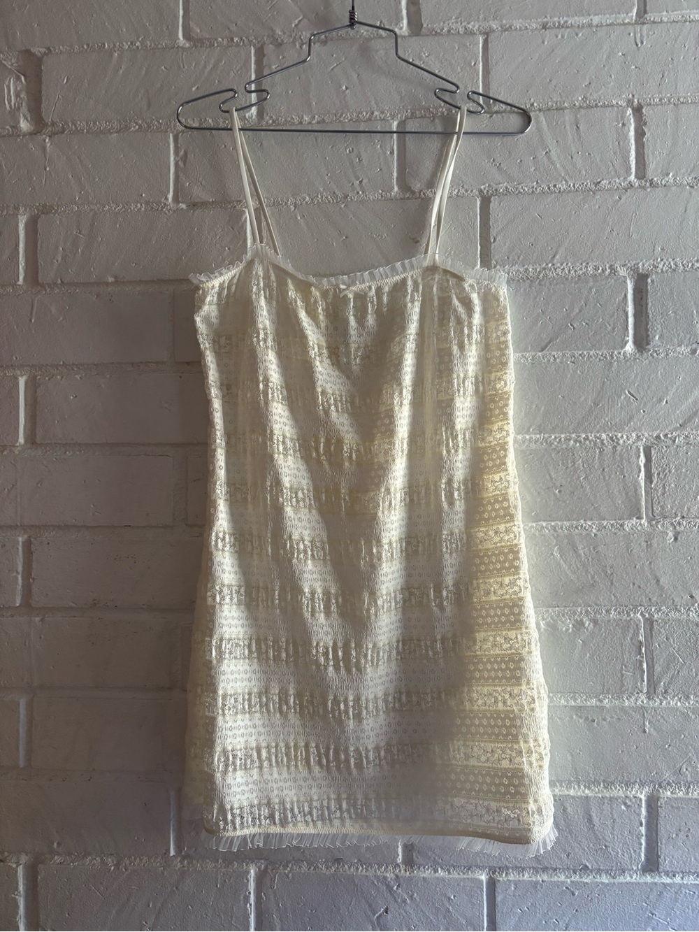 wild fable Cream Lace-Texture Slip Dress